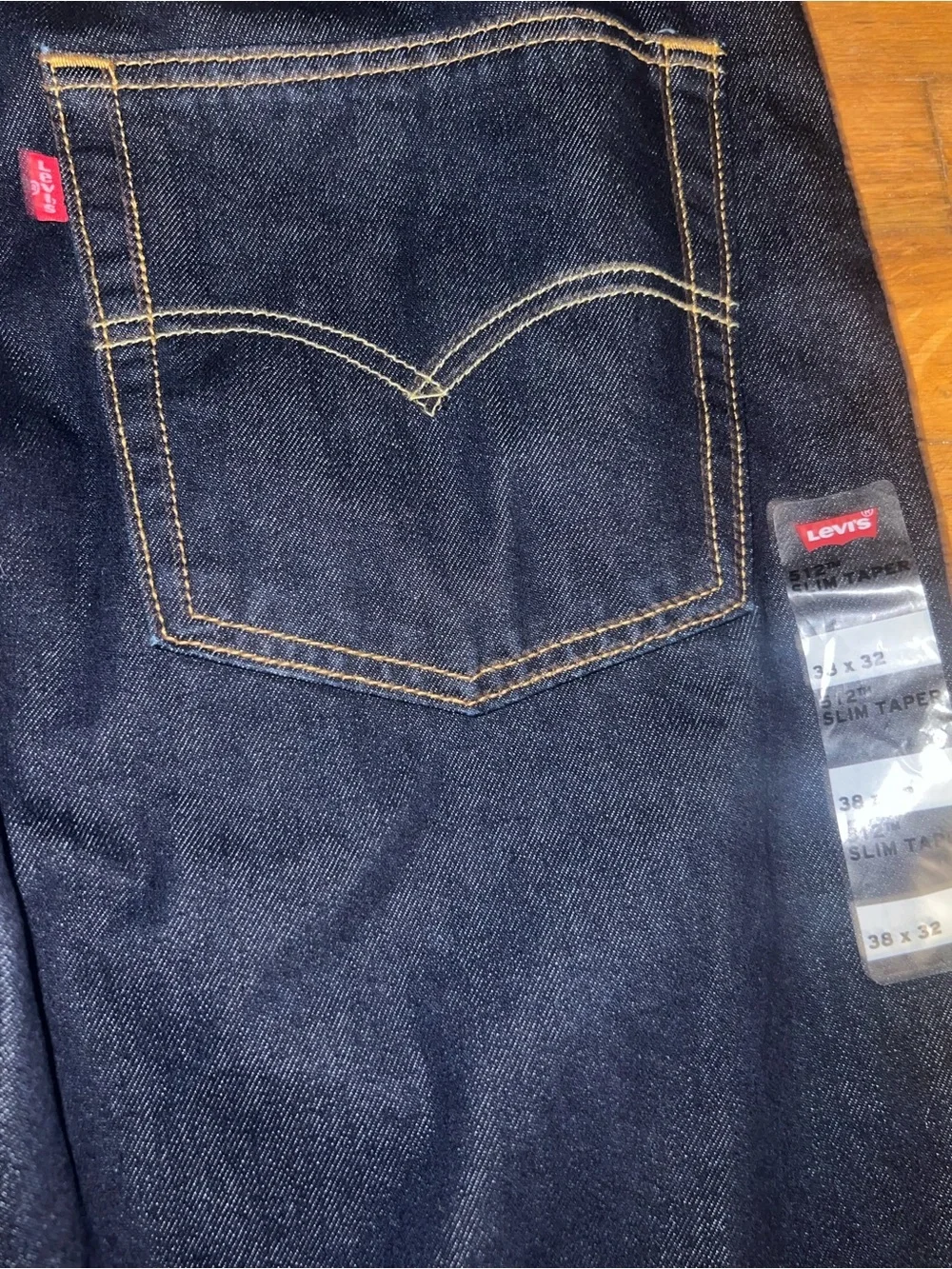 Levi's 512 Men's Jeans Size 38x32 Blue Dark Wash Stretch Slim Taper Pants NWT